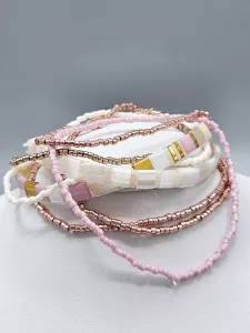 Miyuki Tila náramek - odstín smetanová 17 cm