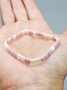 Miyuki Tila náramek - odstín smetanovo růžová 16 cm