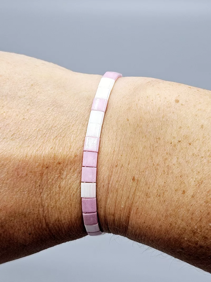 Miyuki Tila náramek - odstín smetanovo růžová 16 cm