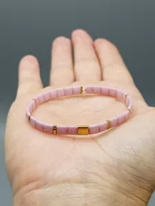 Miyuki Tila náramek - odstín zlato růžová 16,8 cm