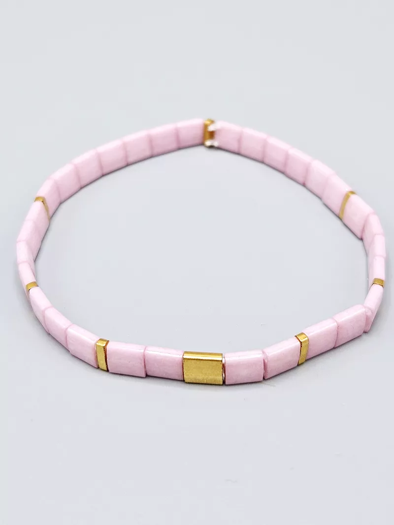 Miyuki Tila náramek - odstín zlato růžová 16,8 cm