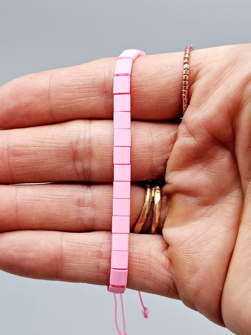Miyuki Tila náramek shamballa - odstín růžová - pink 16,2 - 19 cm