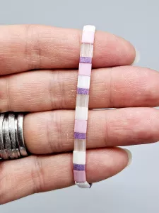 Miyuki Tila náramek shamballa - odstín růžovo fialová 14 - 16 cm