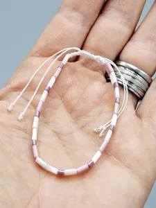 Miyuki Tila náramek shamballa - odstín růžovo fialová 14 - 16 cm