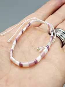 Miyuki Tila náramek shamballa - odstín růžovo fialová 14 - 16 cm