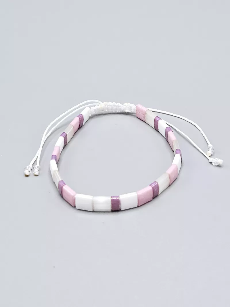 Miyuki Tila náramek shamballa - odstín růžovo fialová 14 - 16 cm