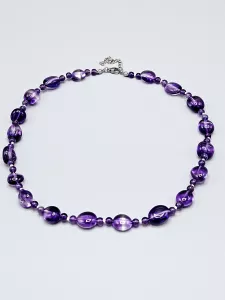 Náhrdelník - Ametyst AA troml, kuličky a Delica