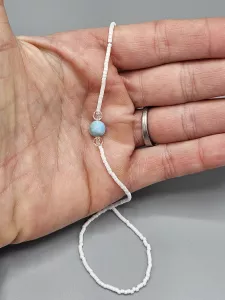 Náhrdelník Larimar 7 mm a Křišťál a Delica 42 - 47 cm