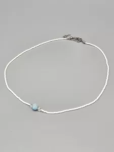 Náhrdelník Larimar 7 mm a Křišťál a Delica 42 - 47 cm