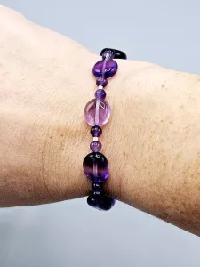 Náramek - Ametyst AA troml, kuličky a Delica