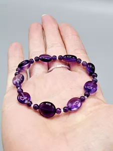 Náramek - Ametyst AA troml, kuličky a Delica