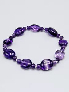 Náramek - Ametyst AA troml, kuličky a Delica