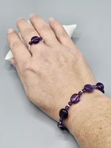 Náramek - Ametyst AA troml, kuličky a Delica