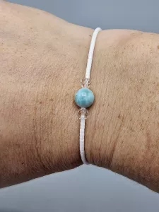 Náramek Larimar 7 mm a Křišťál a Delica shamballa 16 - 20 cm