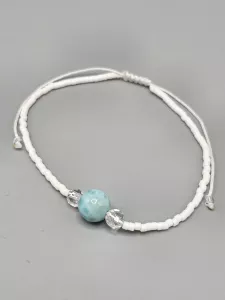 Náramek Larimar 7 mm a Křišťál a Delica shamballa 16 - 20 cm