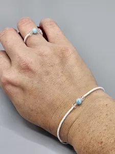 Náramek Larimar a Křišťál a Delica shamballa 17 - 21 cm