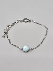 Náramek Larimar - kulička 7 mm 15,5 - 20,5 cm