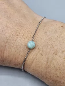 Náramek Larimar - kulička 7 mm 15,5 - 20,5 cm