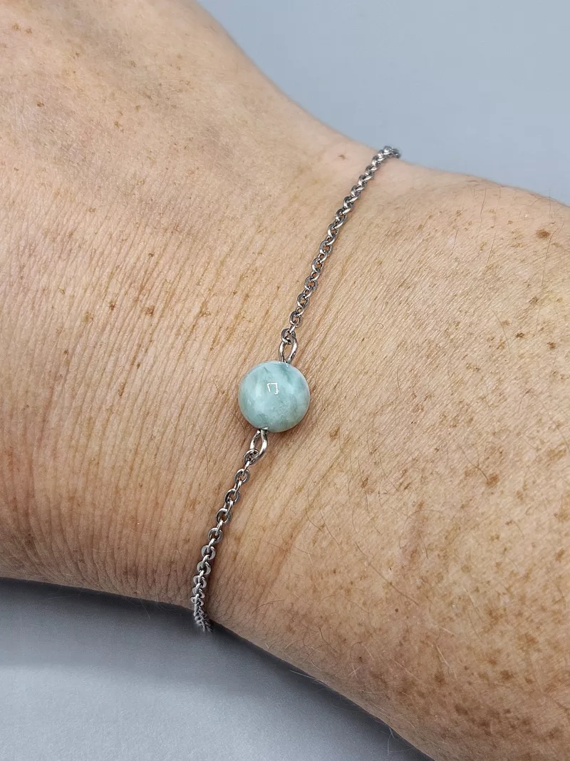 Náramek Larimar - kulička 7 mm 15,5 - 20,5 cm