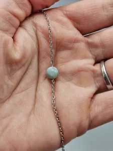 Náramek Larimar - kulička 7 mm 15,5 - 20,5 cm