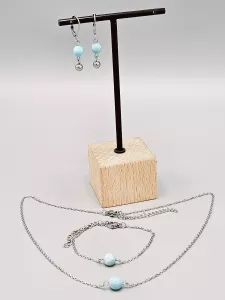 Náramek Larimar - kulička 7 mm 15,5 - 20,5 cm