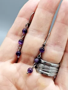 Náušnice - Ametyst - tři kuličky - krásná sytá barva