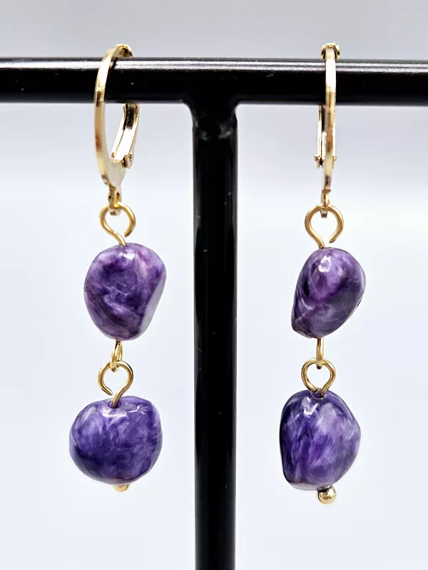 Náušnice Čaroit tromlík ve zlatém provedení