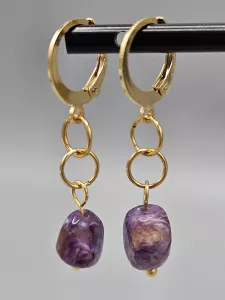 Náušnice Čaroit tromlík ve zlatém provedení - kruhy