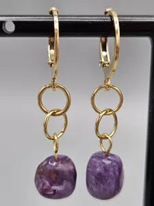 Náušnice Čaroit tromlík ve zlatém provedení - kruhy