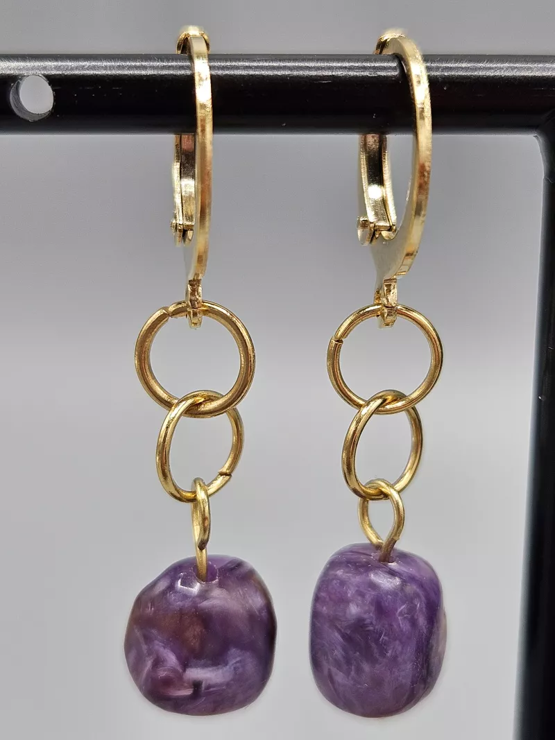 Náušnice Čaroit tromlík ve zlatém provedení - kruhy