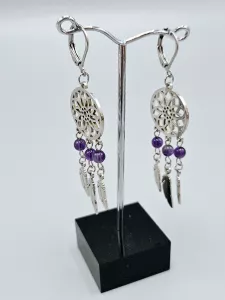 Náušnice - Lapač snů s Ametystem - krásná sytá barva