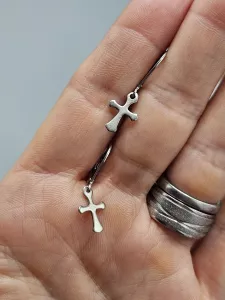 Ocelové náušnice - Kříž malý hladký
