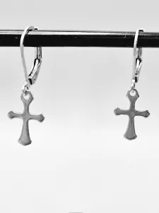 Ocelové náušnice - Kříž malý hladký
