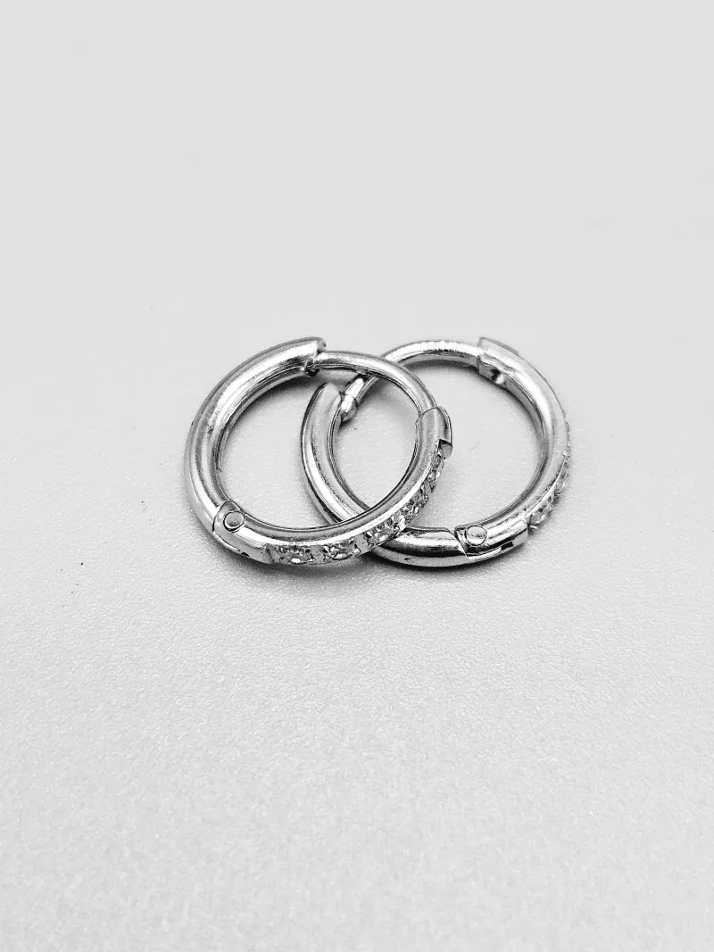 Ocelové náušnice - Mini zdobené kruhy s kamínky