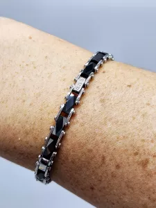 Ocelový náramek - Černá keramika
