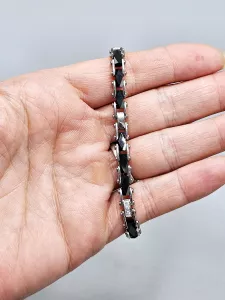 Ocelový náramek - Černá keramika