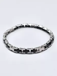 Ocelový náramek - Černá keramika