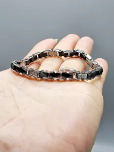 Ocelový náramek - Černá keramika