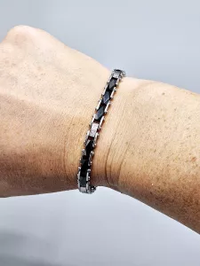 Ocelový náramek - Černá keramika