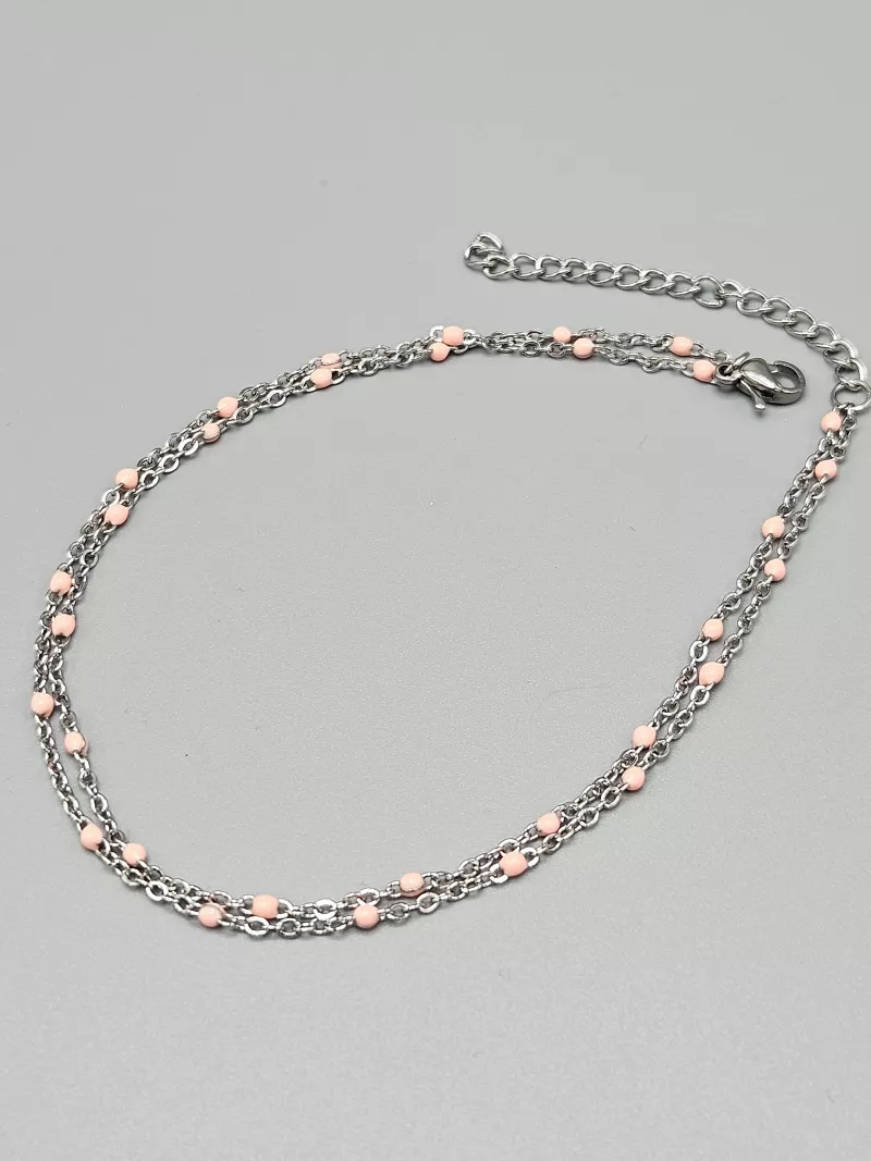 Ocelový náramek na nohu s meruňkovými korálky