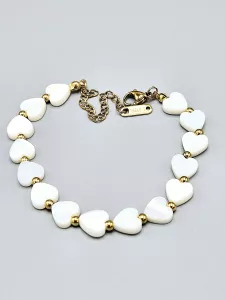 Ocelový náramek se srdíčky ve zlatém provedení