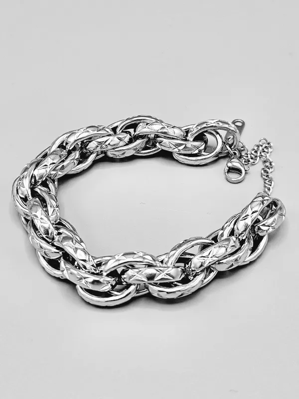 Ocelový náramek Velká oka stříbrné provedení