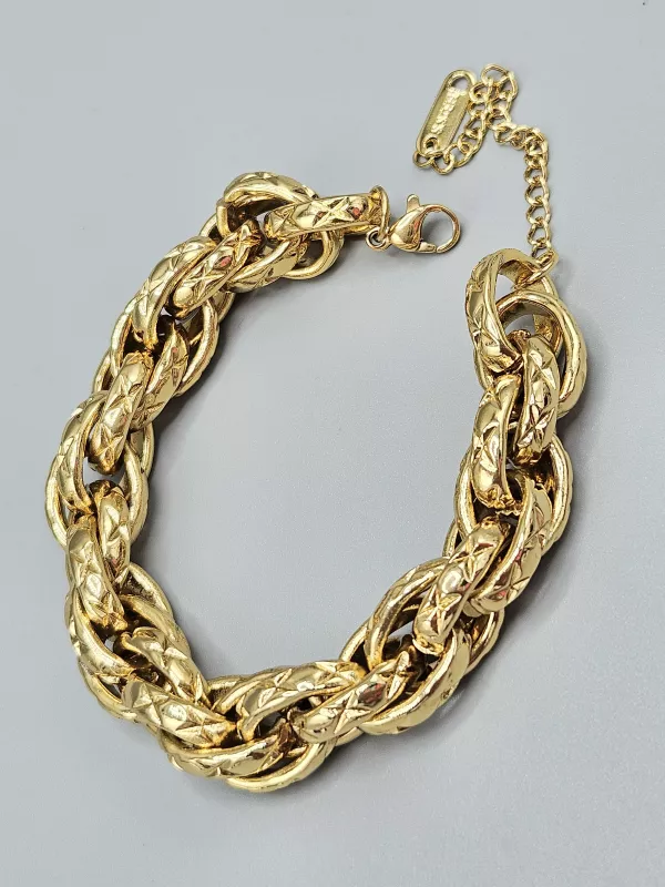 Ocelový náramek Velká oka zlaté provedení