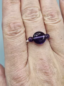 Prsten Ametyst AA troml, kuličky a Delica