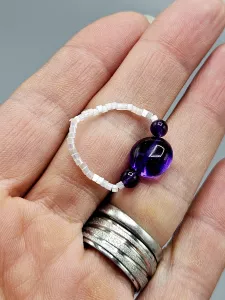 Prsten Ametyst AA troml, kuličky a Delica