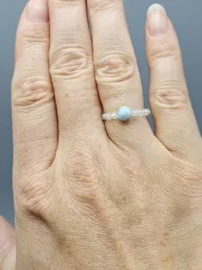 Prsten Larimar a Křišťál 2-3 mm fazetovaný