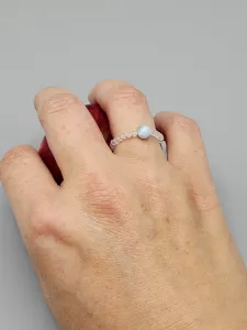 Prsten Larimar a Křišťál 2-3 mm fazetovaný | cca 4,9 cm , cca 5,4 cm, cca 5,9 cm