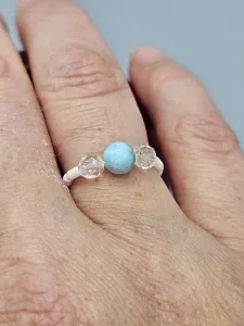 Prsten Larimar a Křišťál a Delica 