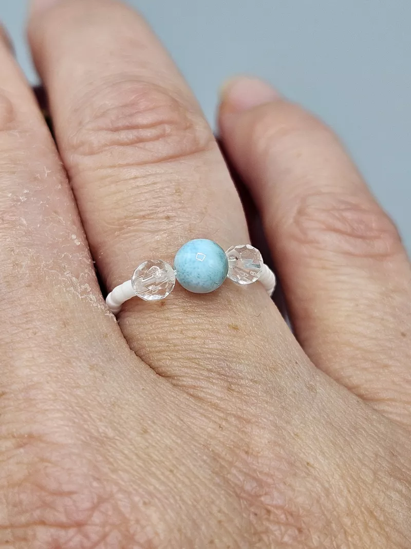 Prsten Larimar a Křišťál a Delica