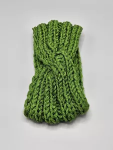 Ručně pletená čelenka zelená 49 - 53 cm